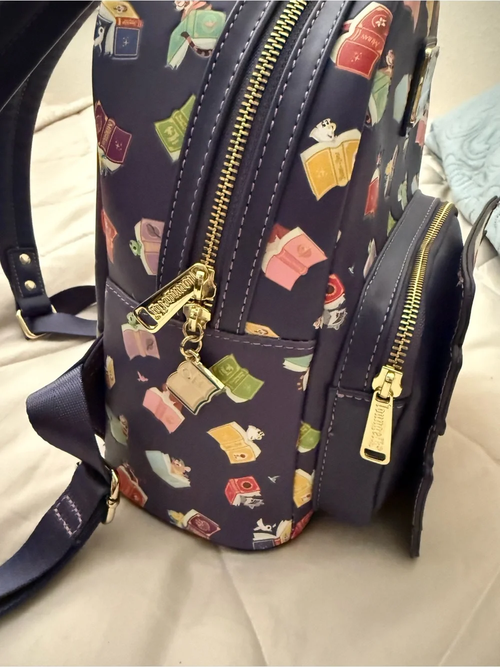 Loungefly Disney Princess Storybook Stack Mini Backpack - Navy, Red, Green, Gold